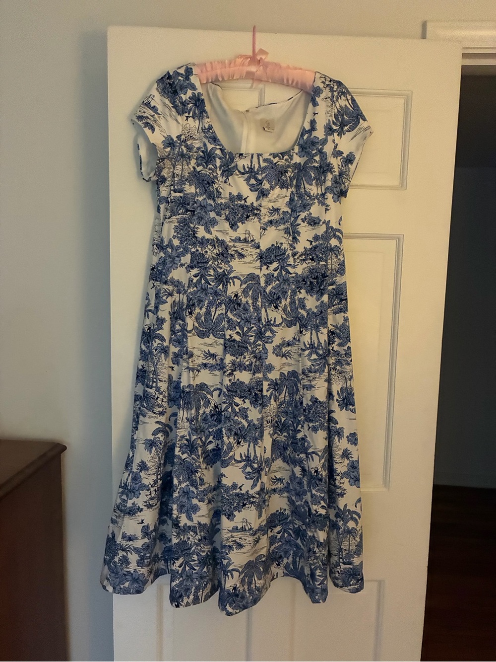 Joie White and Blue Floral Fit & Flare Dress